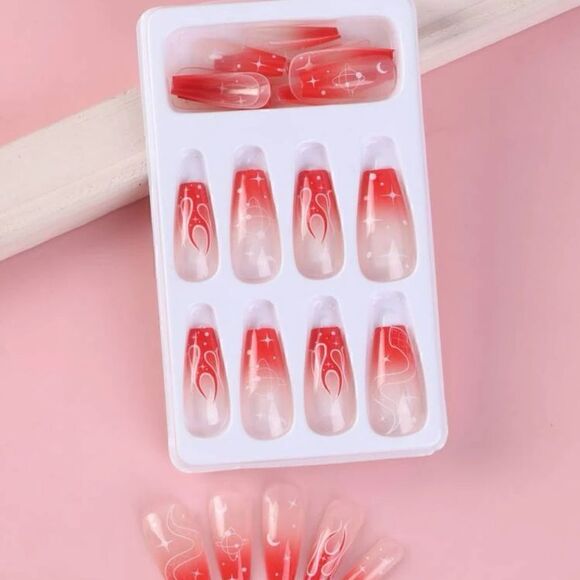 24 pcs Coffin Acrylic Press On Nail Set Reusable - Picture 9 of 10